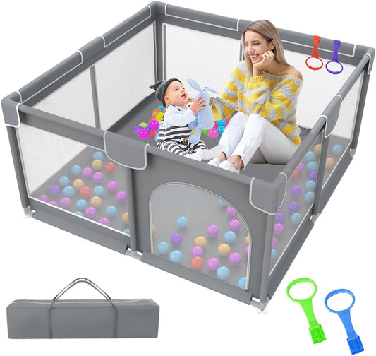 Sturdy and safe baby activity center with non-slip suction cups and playpen with super soft breathable mesh.