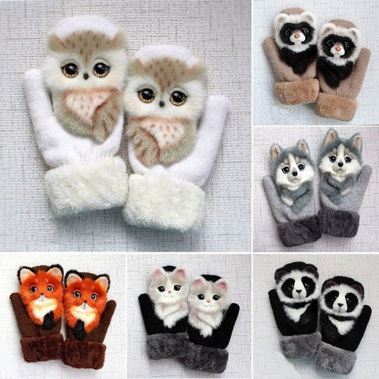 Hand-knitted animal Mittens